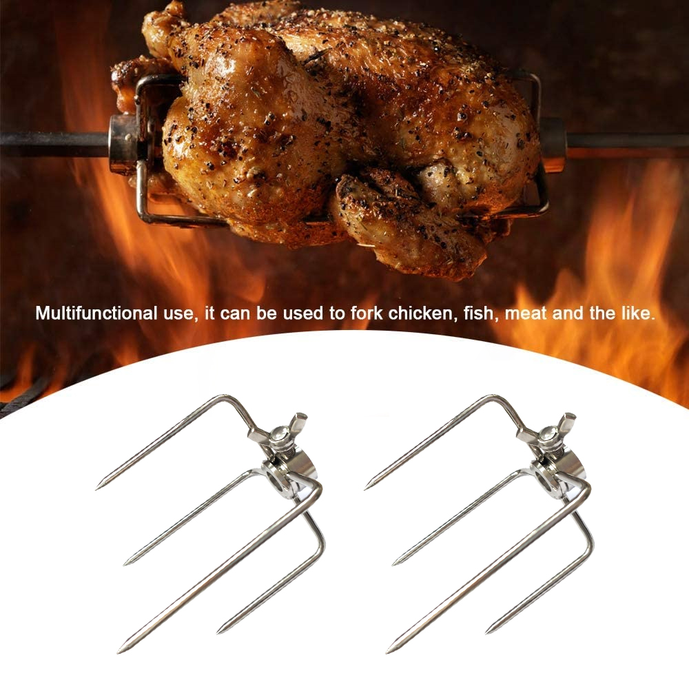 Heavy Duty Stainless Steel BBQ Rotisserie Meat Forks