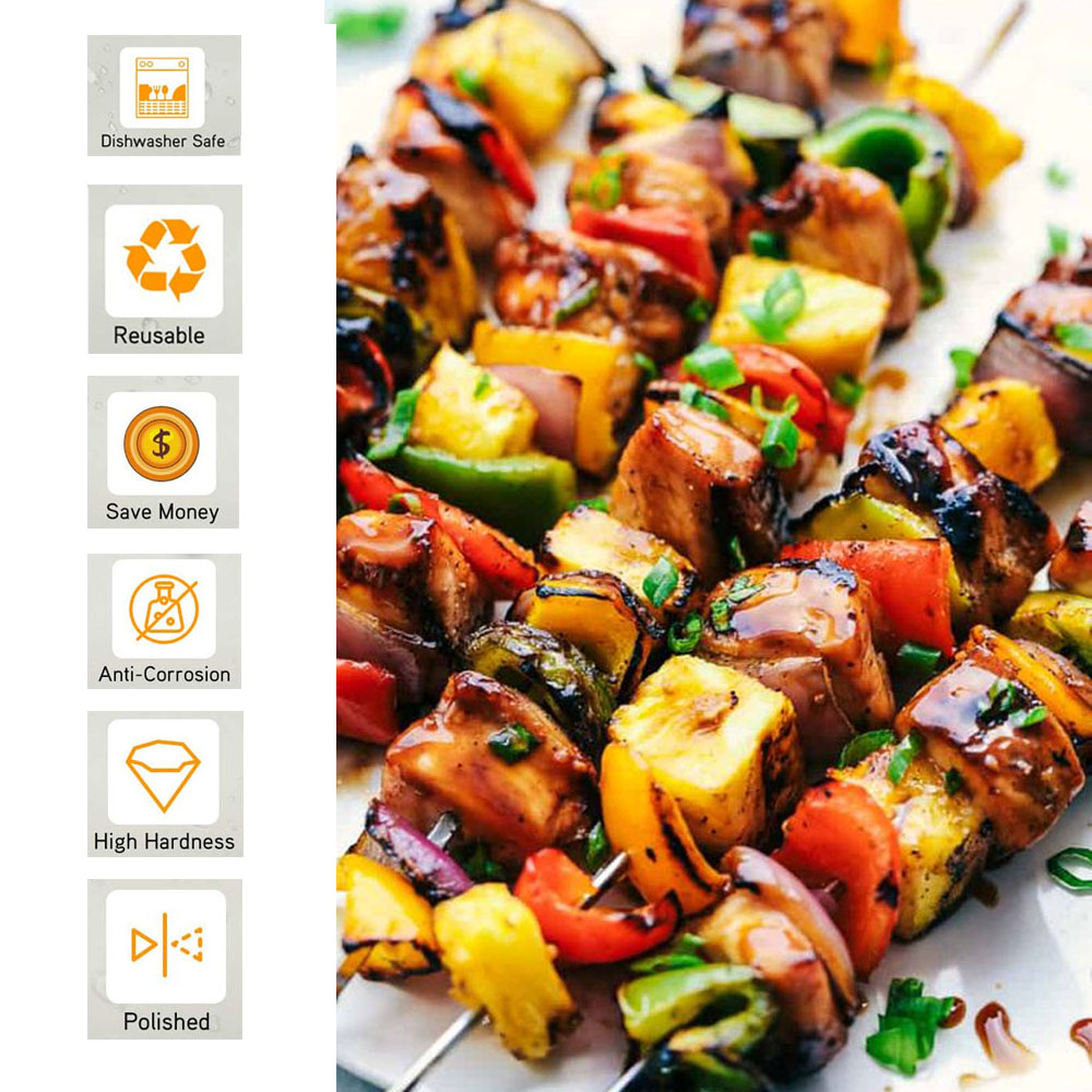 Kabob Skewers Stainless Steel Barbecue Skewers with Handle