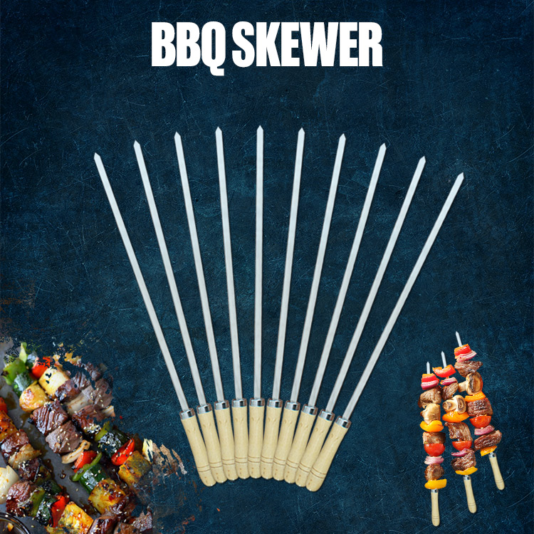 Bq 2487 Metal Barbecue Grilling Kabob Stainless Steel 6 Piece Set