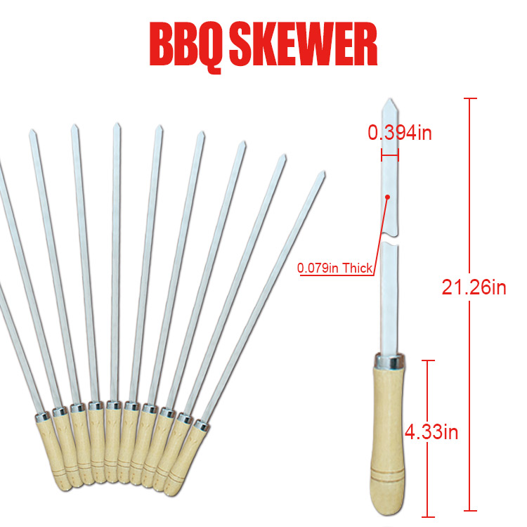Bq 2487 Metal Barbecue Grilling Kabob Stainless Steel 6 Piece Set